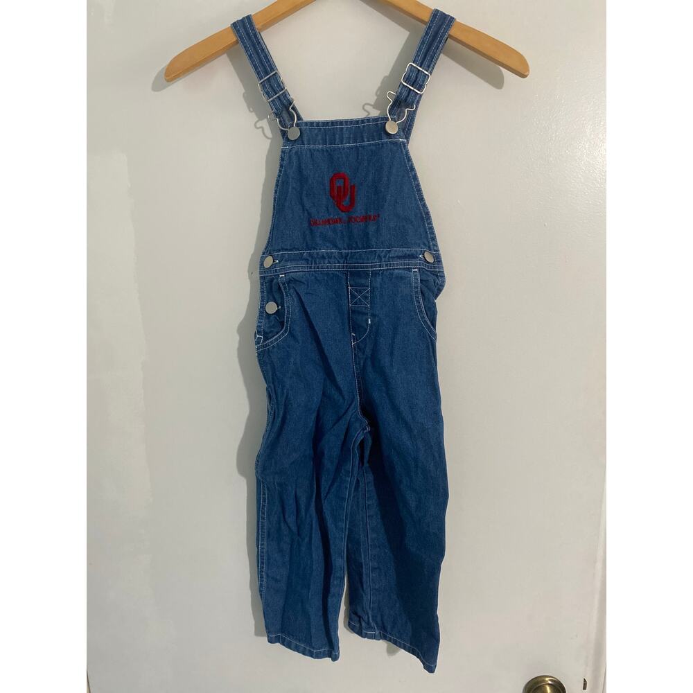 Red oak Oklahoma Sooners OU overalls boys size 4T blue denim